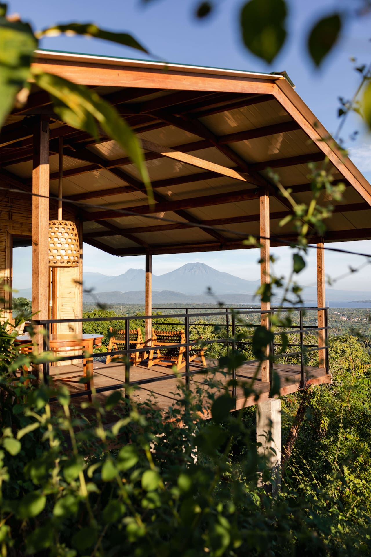 Comfort Cabin 6 at Whana Camp with mountain and sea views