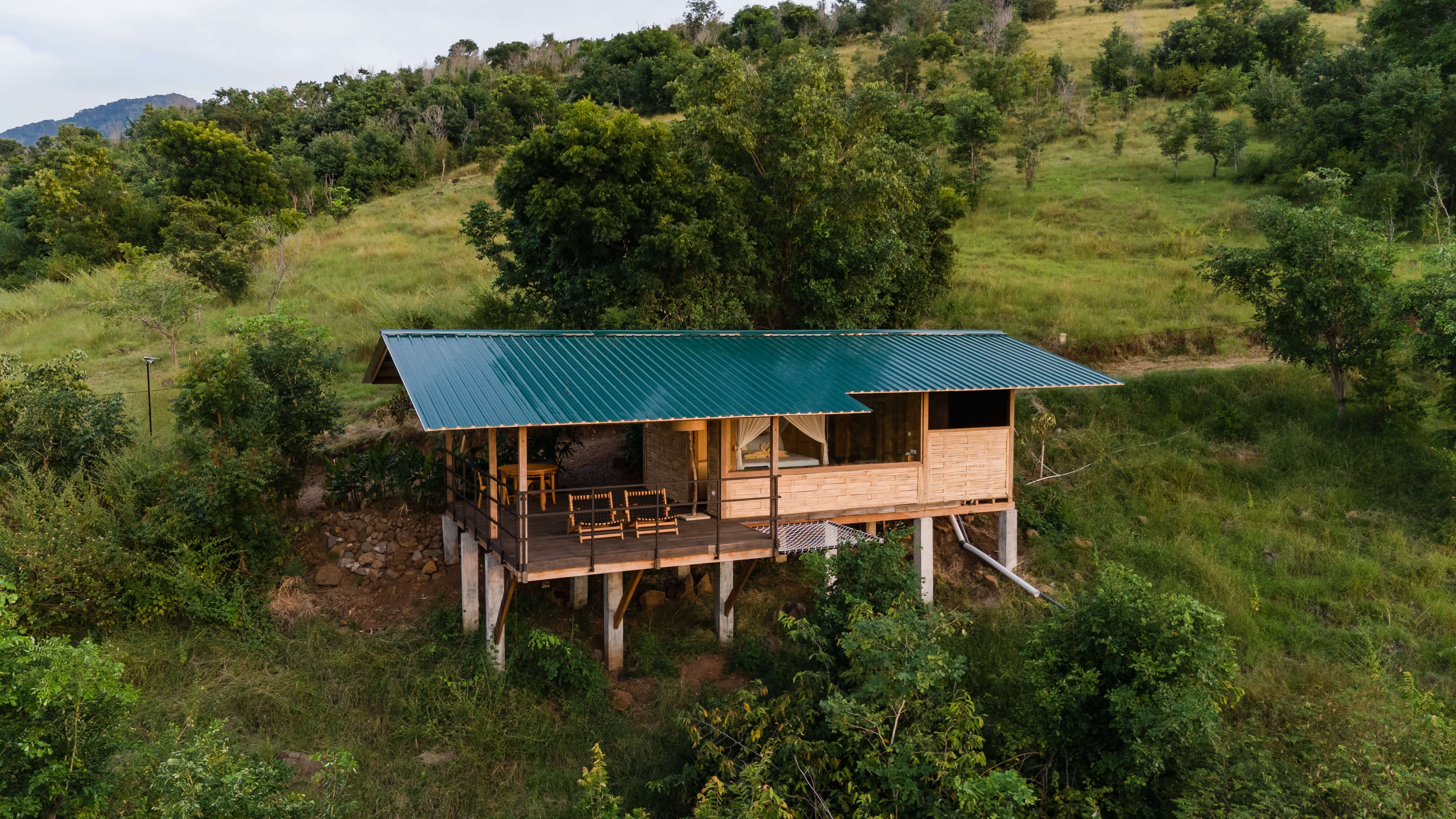 Comfort Cabin 7 at Whana Camp with mountain and sea views